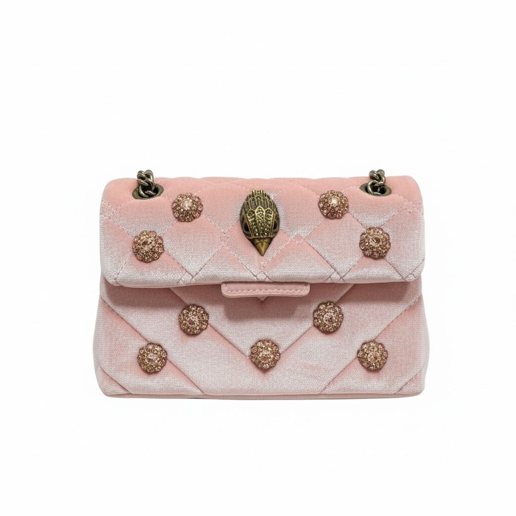 ๐ธ Kurt Geiger Pink Quilted Crystal Embellished Chain Bag