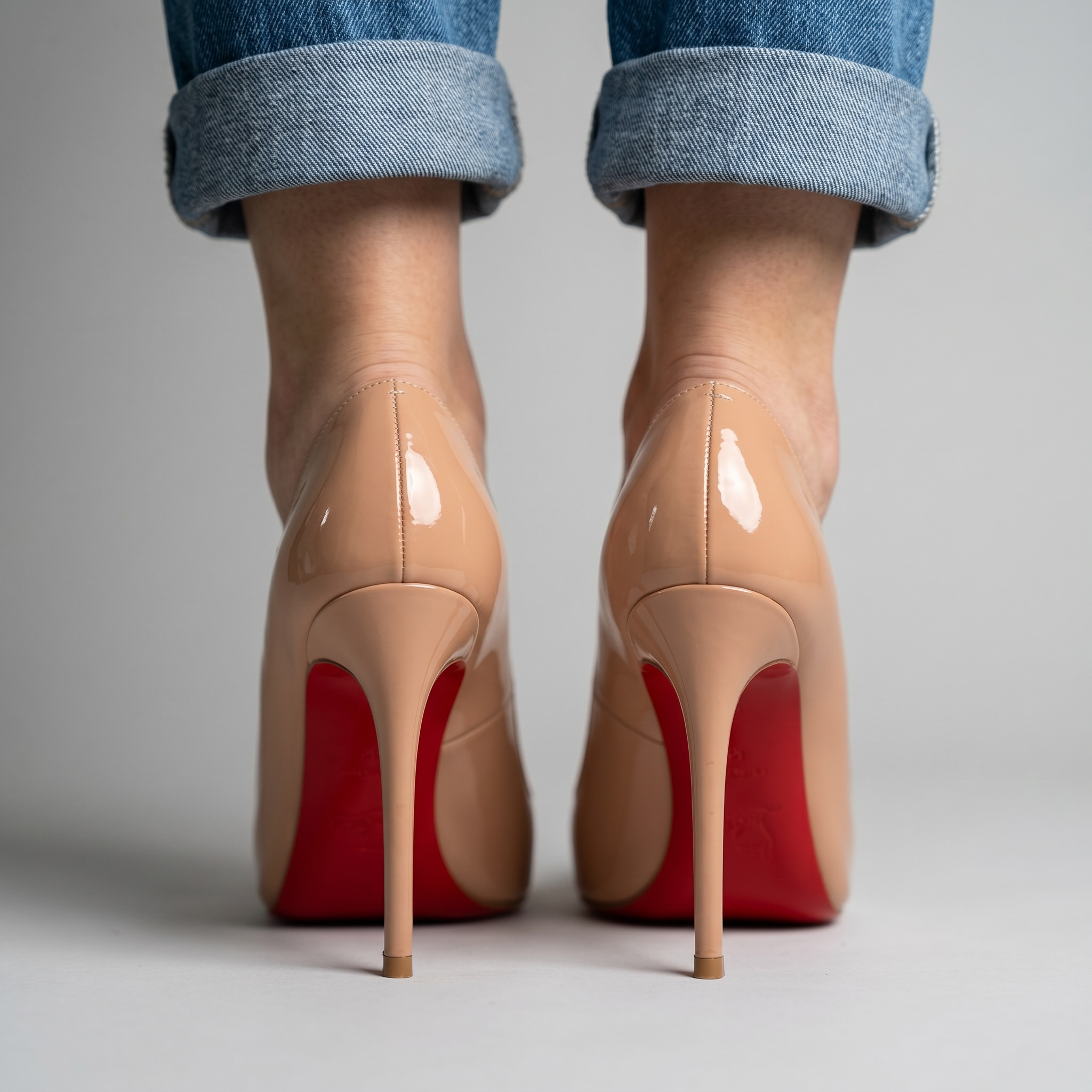 Christian Louboutin Nude Patent Red Bottom Heels π β¨