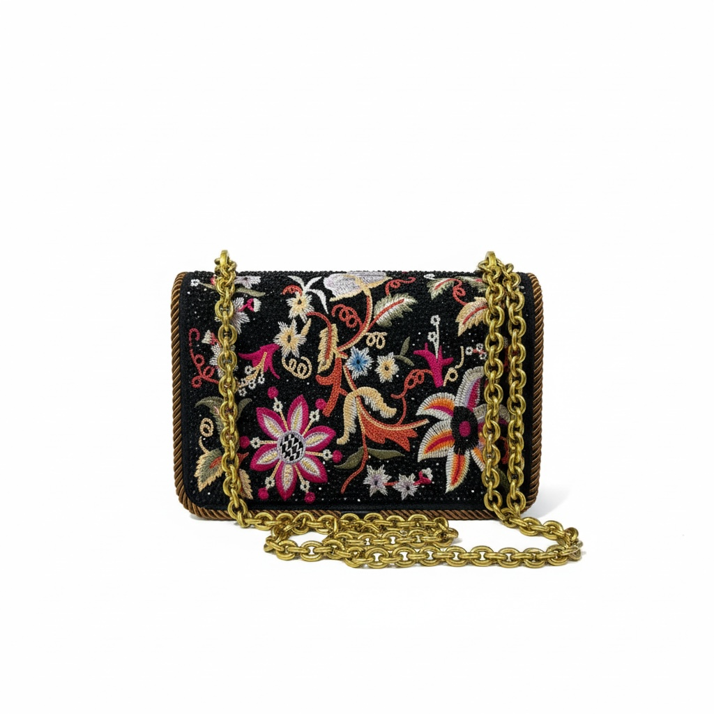 Valentino VLOGO Embroidered Floral Chain Shoulder Bag πΈβ¨