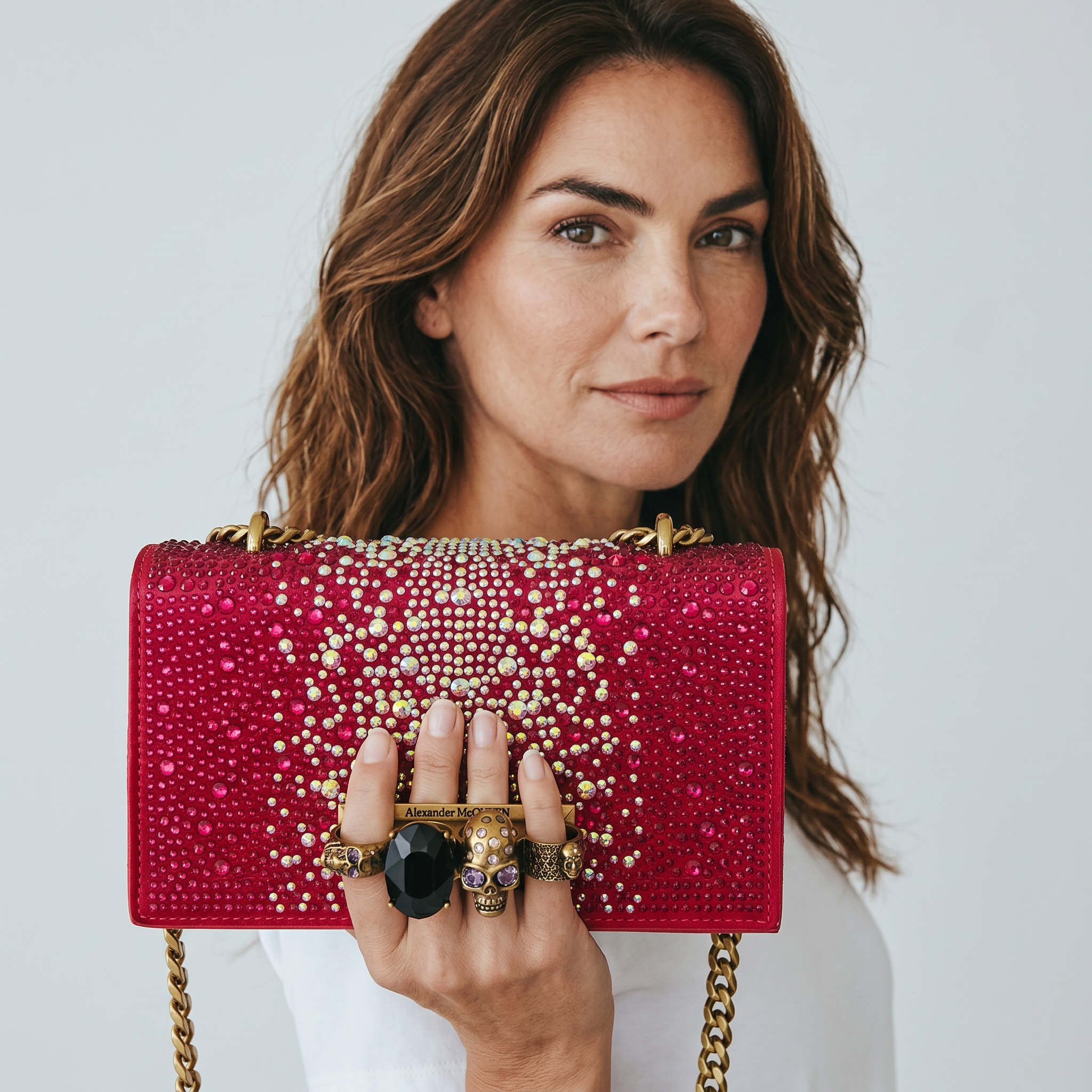 Alexander McQueen Crystal Skull Clutch β€οΈπβ οΈ