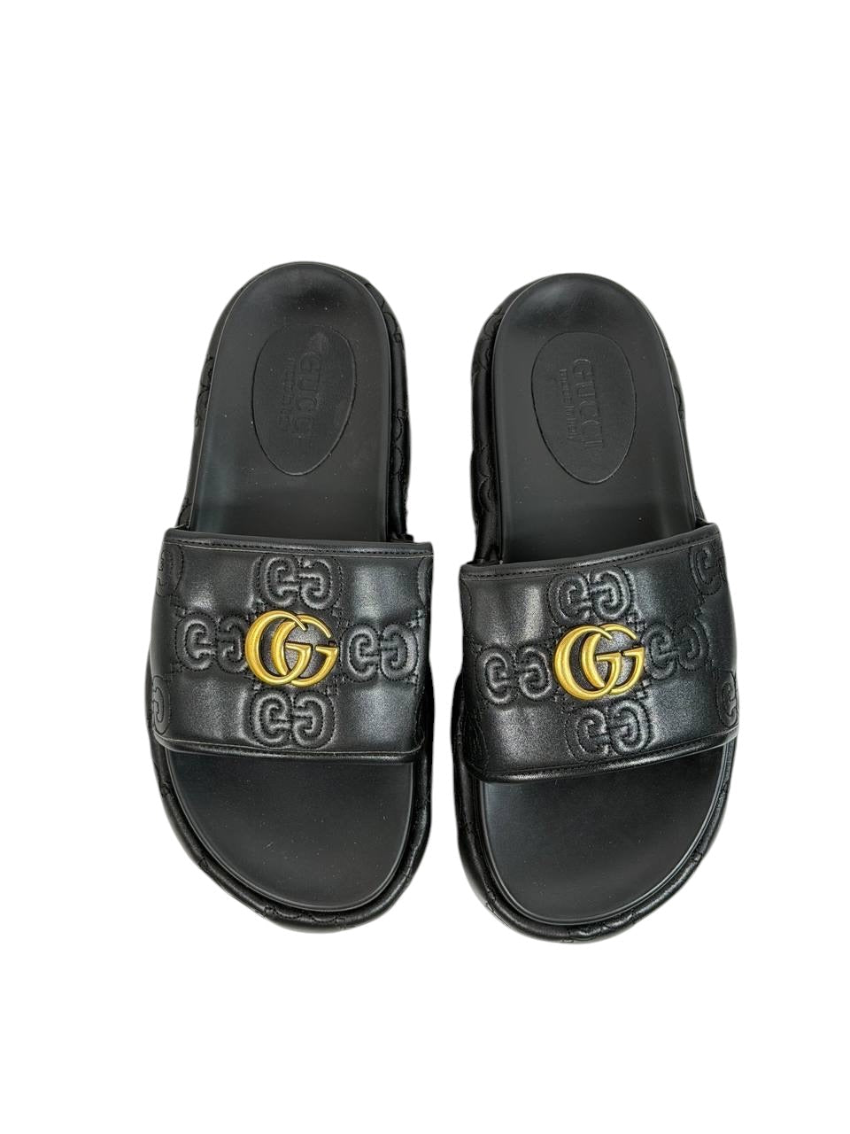 GUCCI GG Embossed Slide Sandals – Black Edition 🖤✨