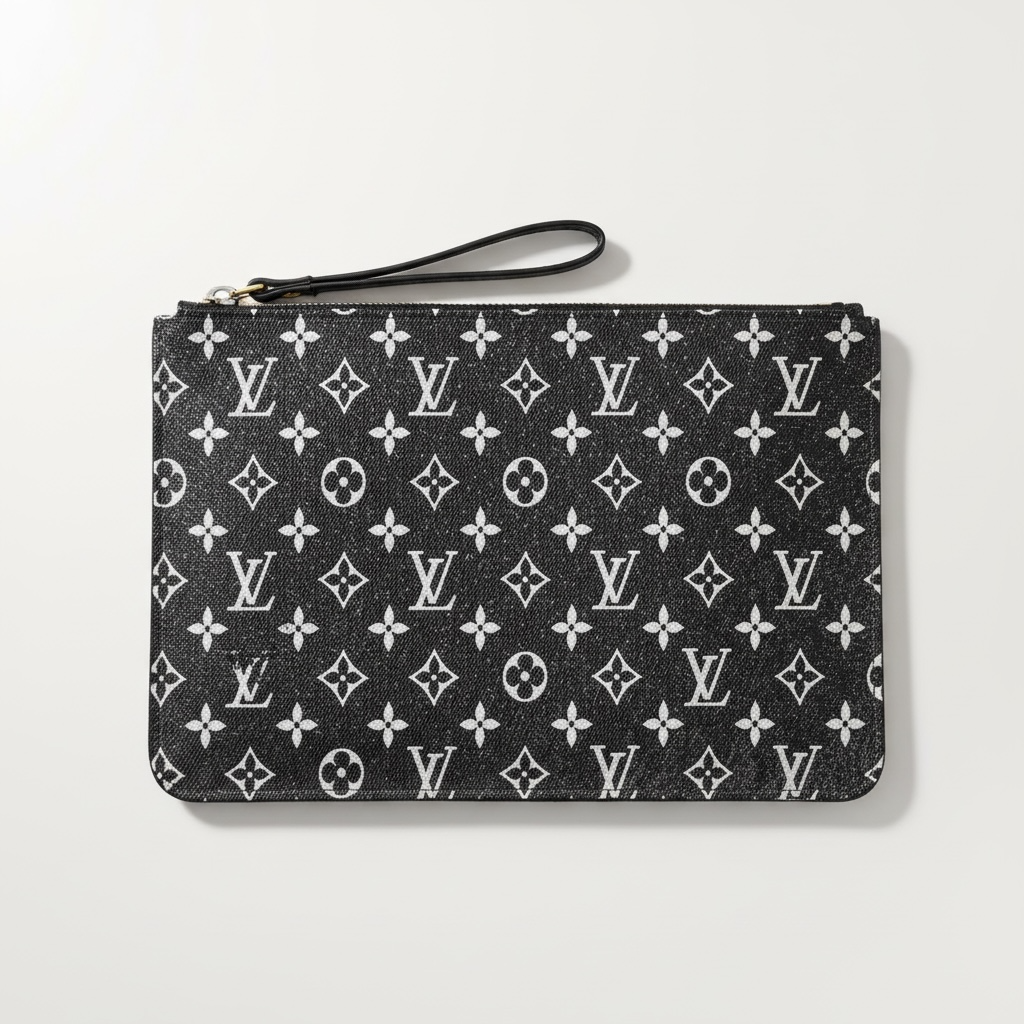 Louis Vuitton Monogram Wristlet Pouch β Black & Grey π€β¨