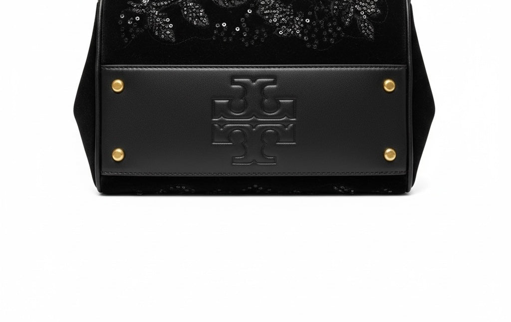 Tory Burch Black Embroidered Top-Handle Bag 🖤✨