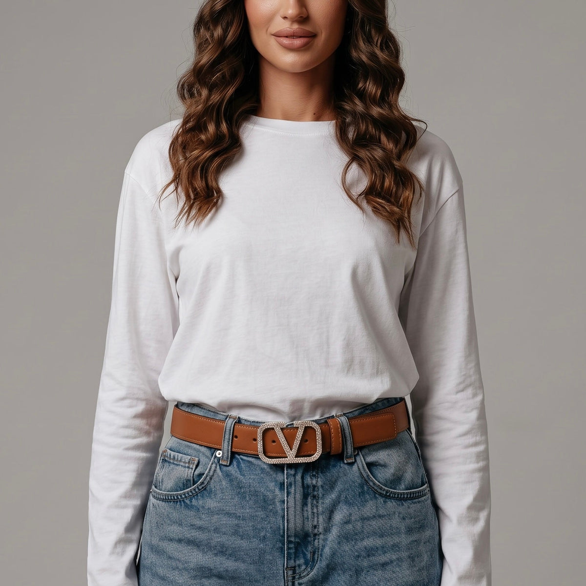 Valentino V Logo Crystal Buckle Reversible Belt π€β¨