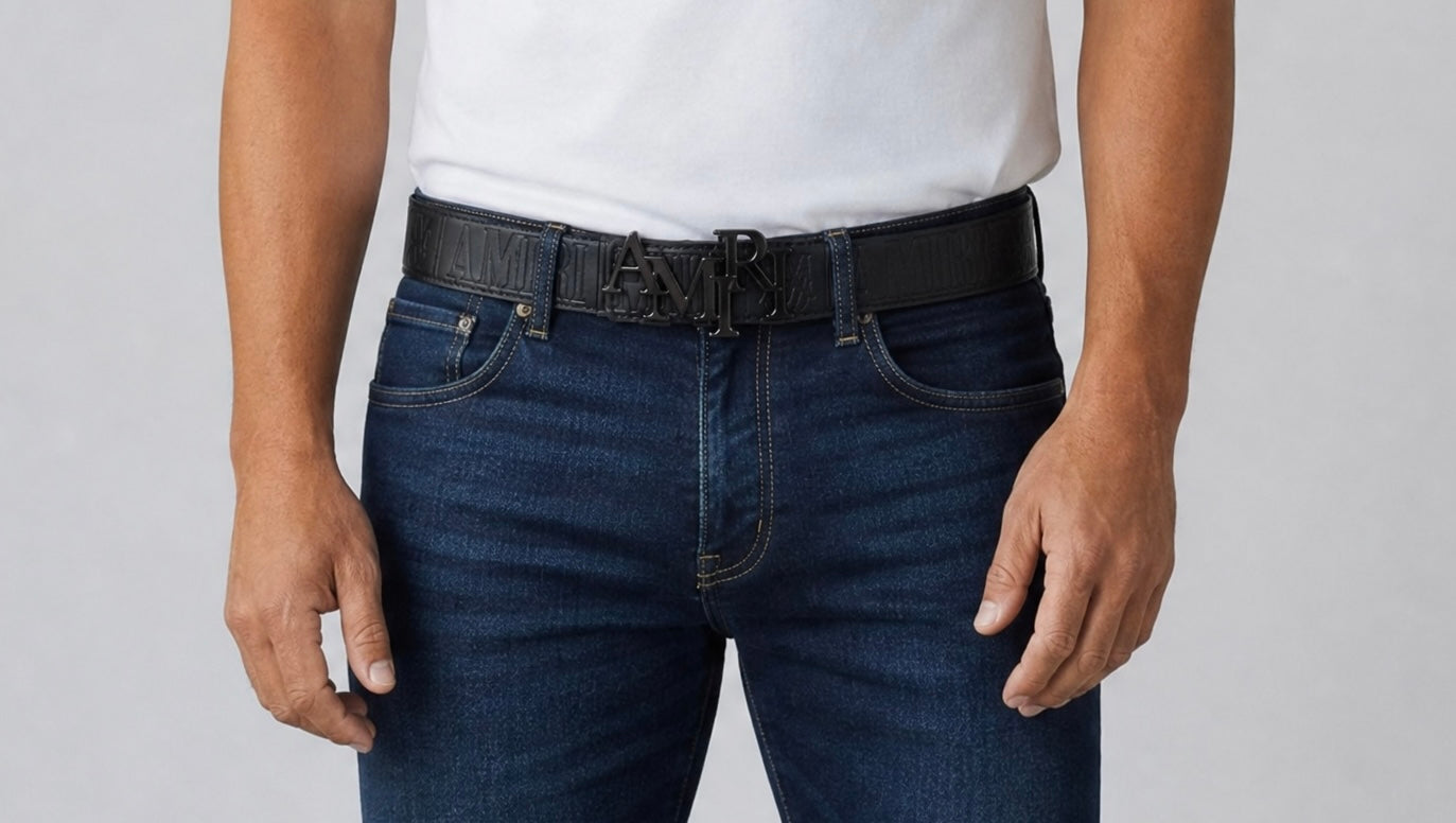 AMIRI Blackout Logo Belt β 110 cm | Bold & Minimal Luxury π€
