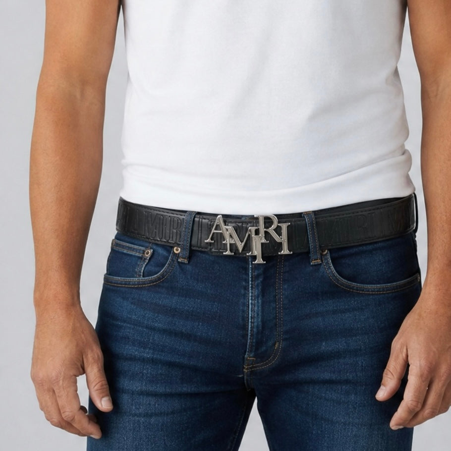 AMIRI Monogram Logo Belt β Black Leather | 115CM β¨ Luxury Streetwear