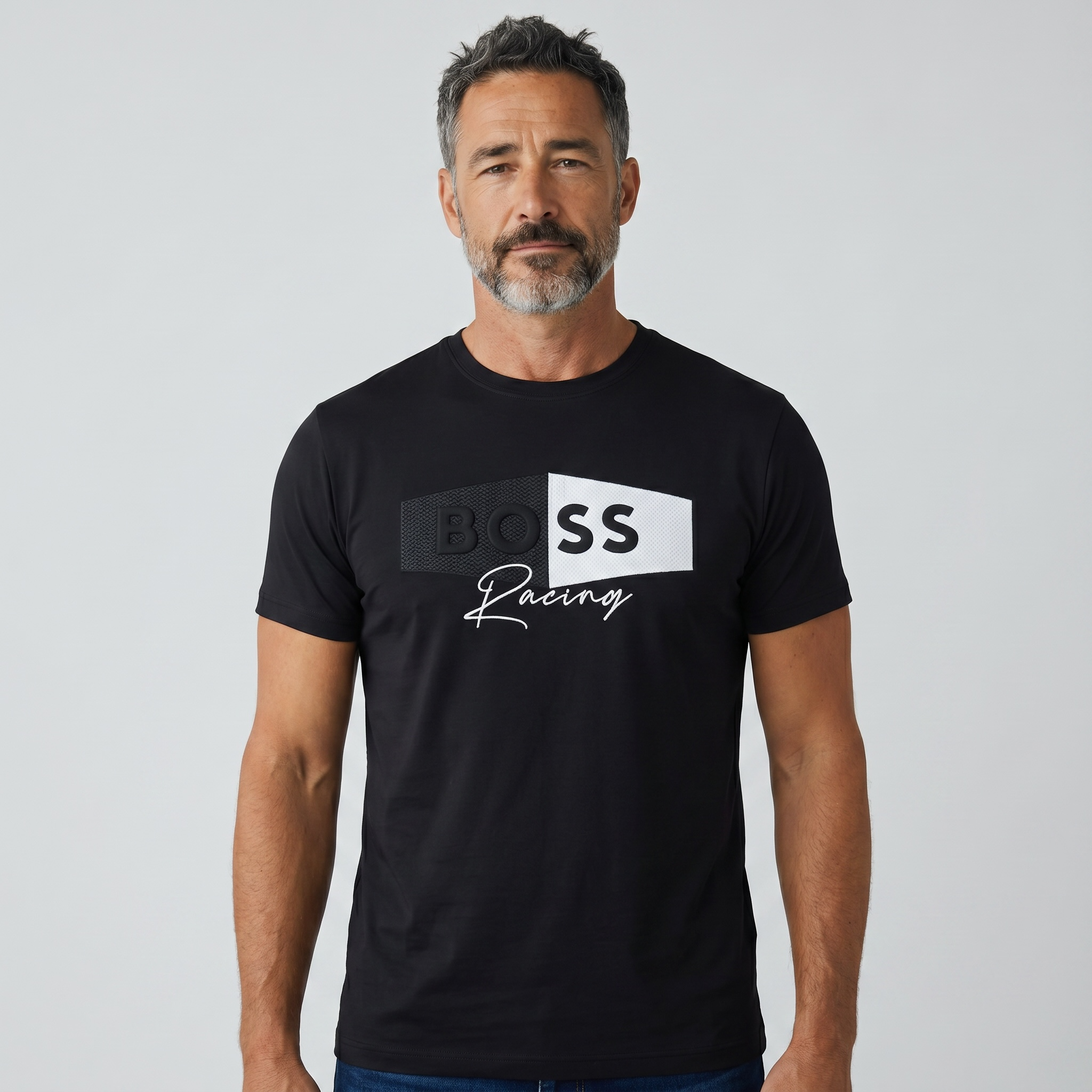 HUGO BOSS Racing Black Graphic T-Shirt π€π Sport Luxe Edition