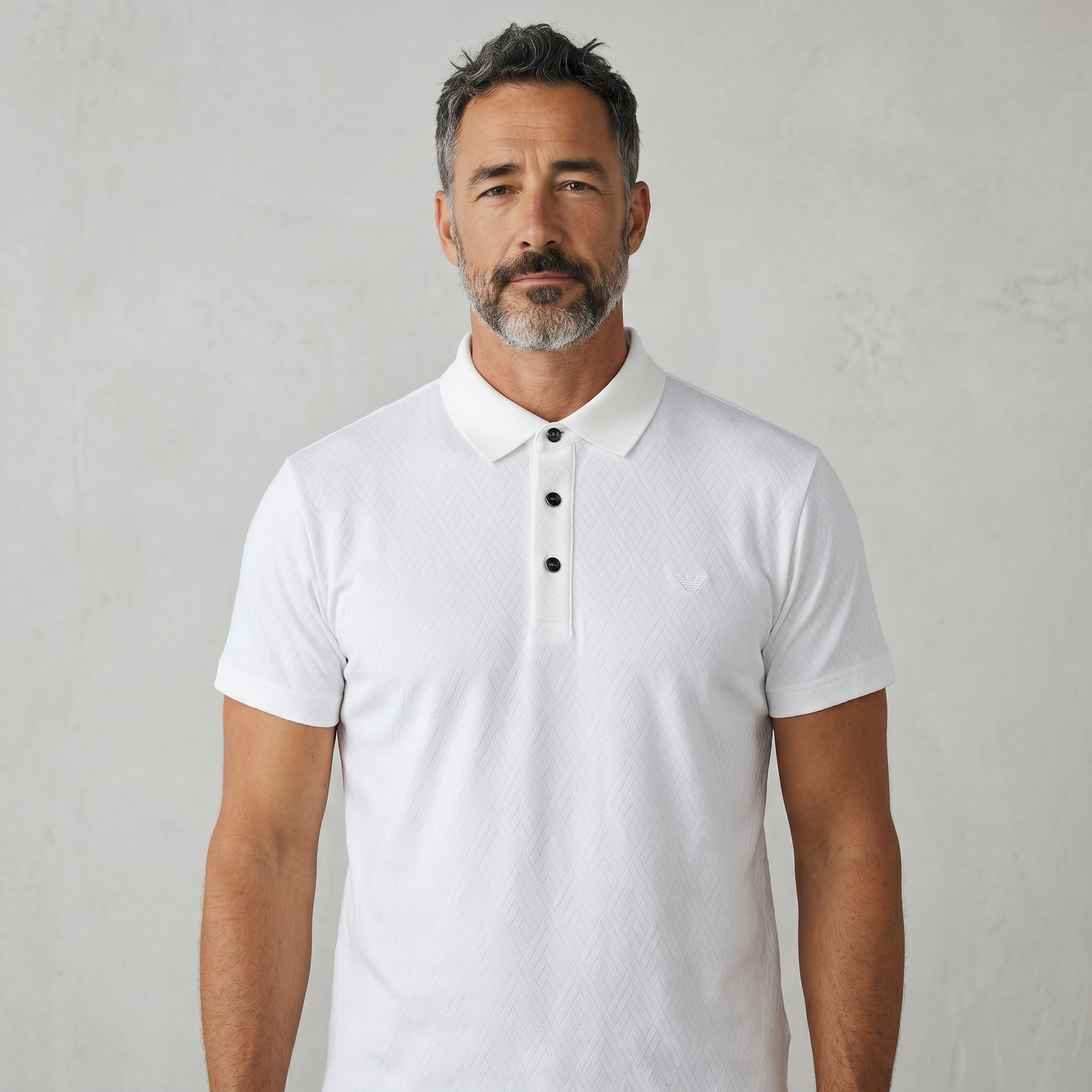 Emporio Armani White Textured Polo Shirt 🤍✨ Premium Signature Fit