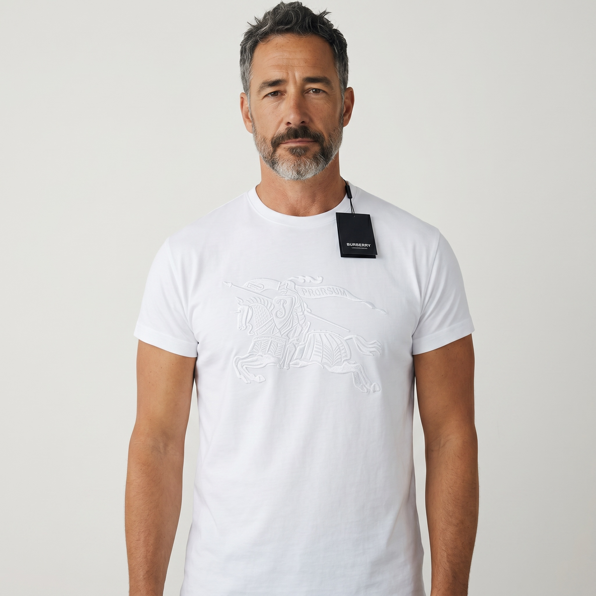 Burberry White Embroidered Knight T-Shirt π€β¨ Premium Heritage Edition