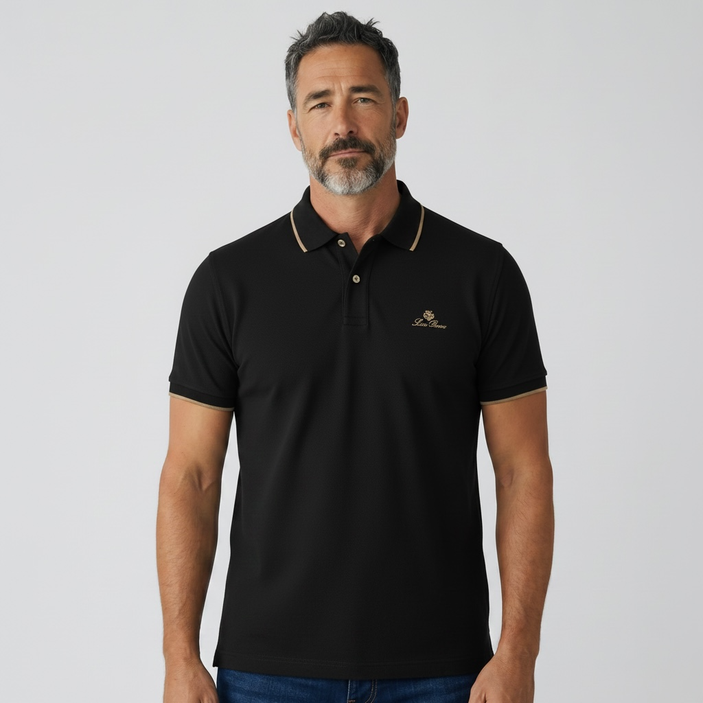Loro Piana Black Textured Polo Shirt 🖤✨ Premium Classic Fit