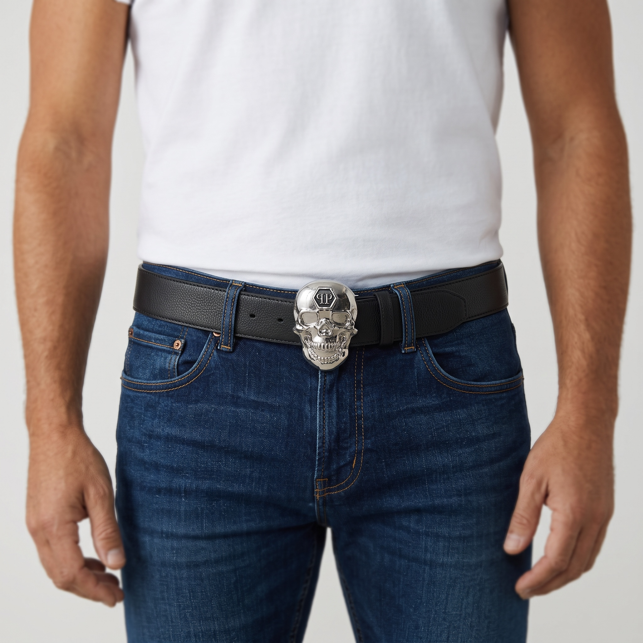 Philipp Plein Skull Buckle Leather Belt ππ€ | Bold Luxury Statement Accessory π₯π-110cm