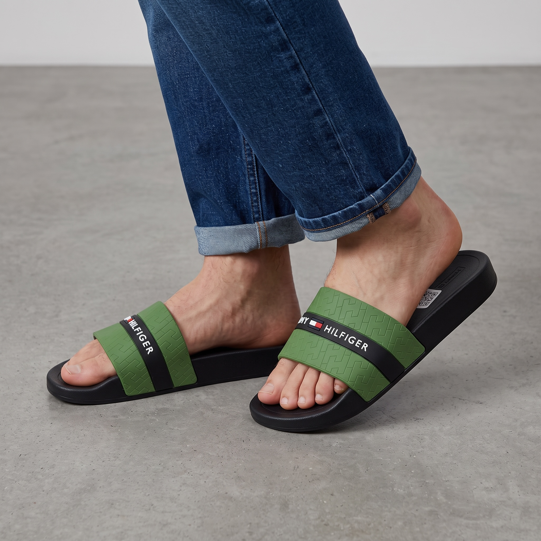 πβ¨ Tommy Hilfiger Logo Slide Slippers β Green Sporty Edition β¨π