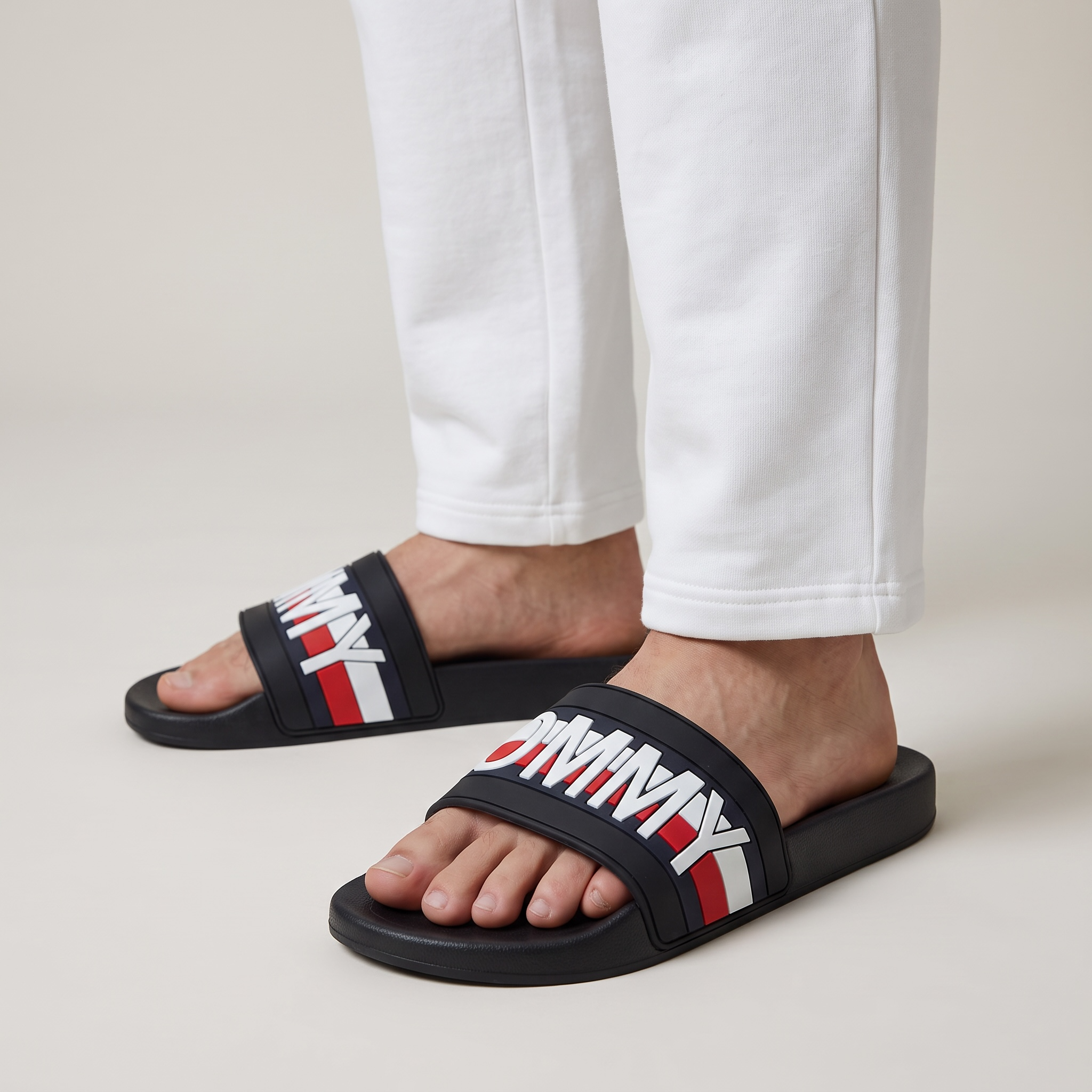 Tommy Hilfiger Logo Slides β Black Bold Edition