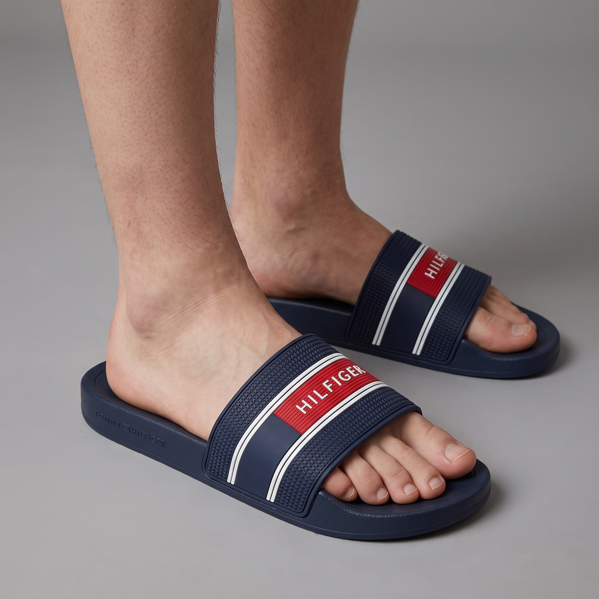Tommy Hilfiger Striped Slides β Navy Red Iconic πΊπΈπ₯