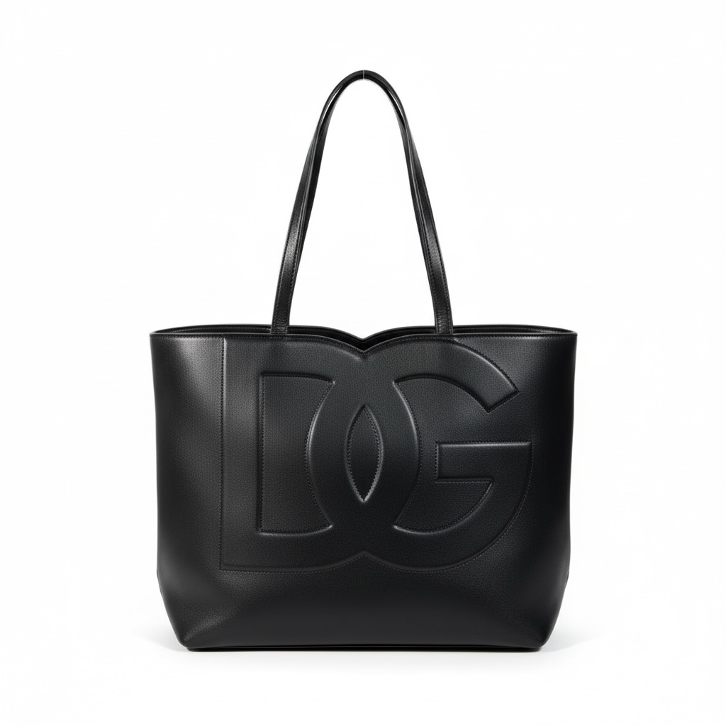 Dolce & Gabbana Black Leather DG Tote Bag β¨π€ | Iconic Embossed Logo Shopper