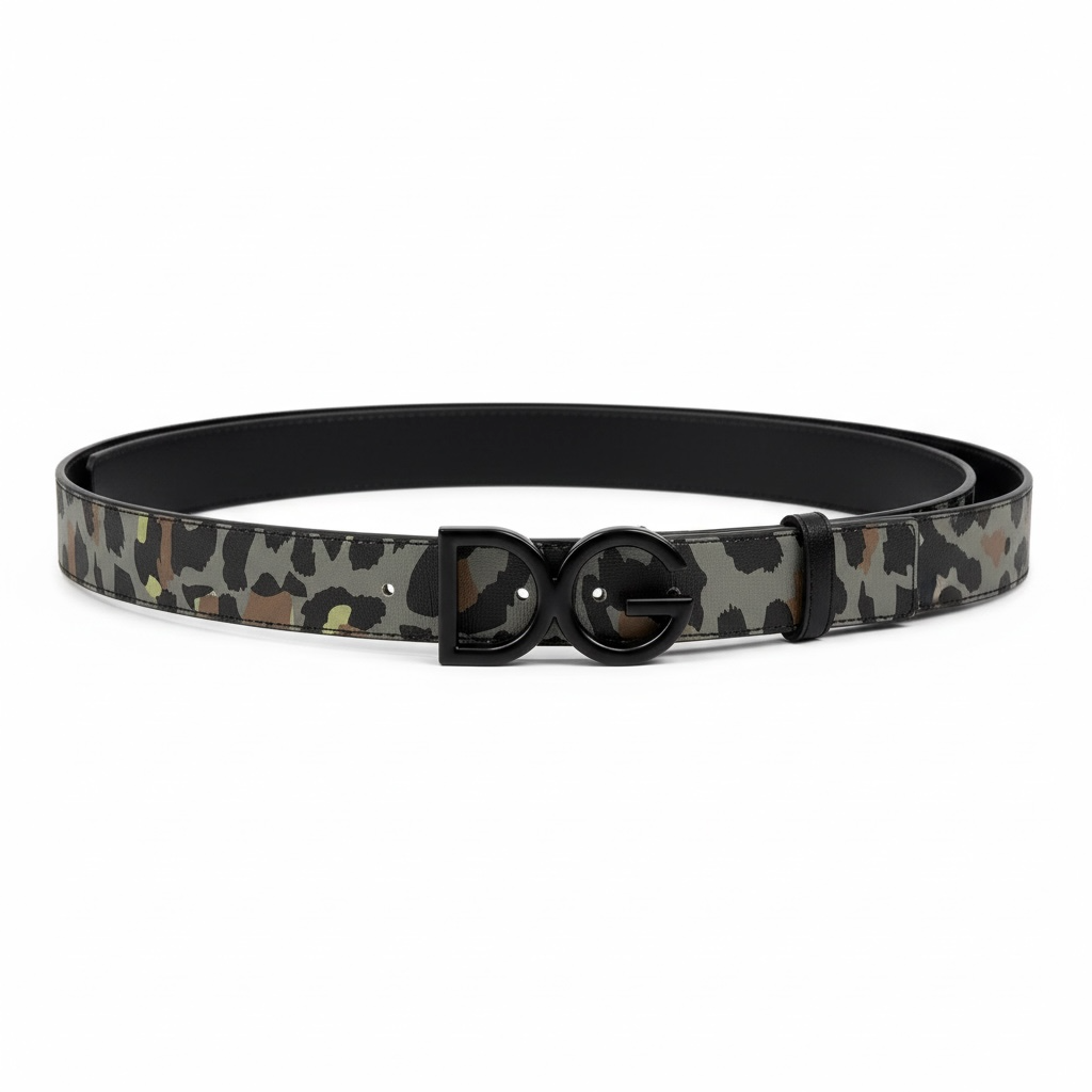 Dolce & Gabbana™ Camouflage DG Belt 🐆 (130 cm | Black Buckle Edition)
