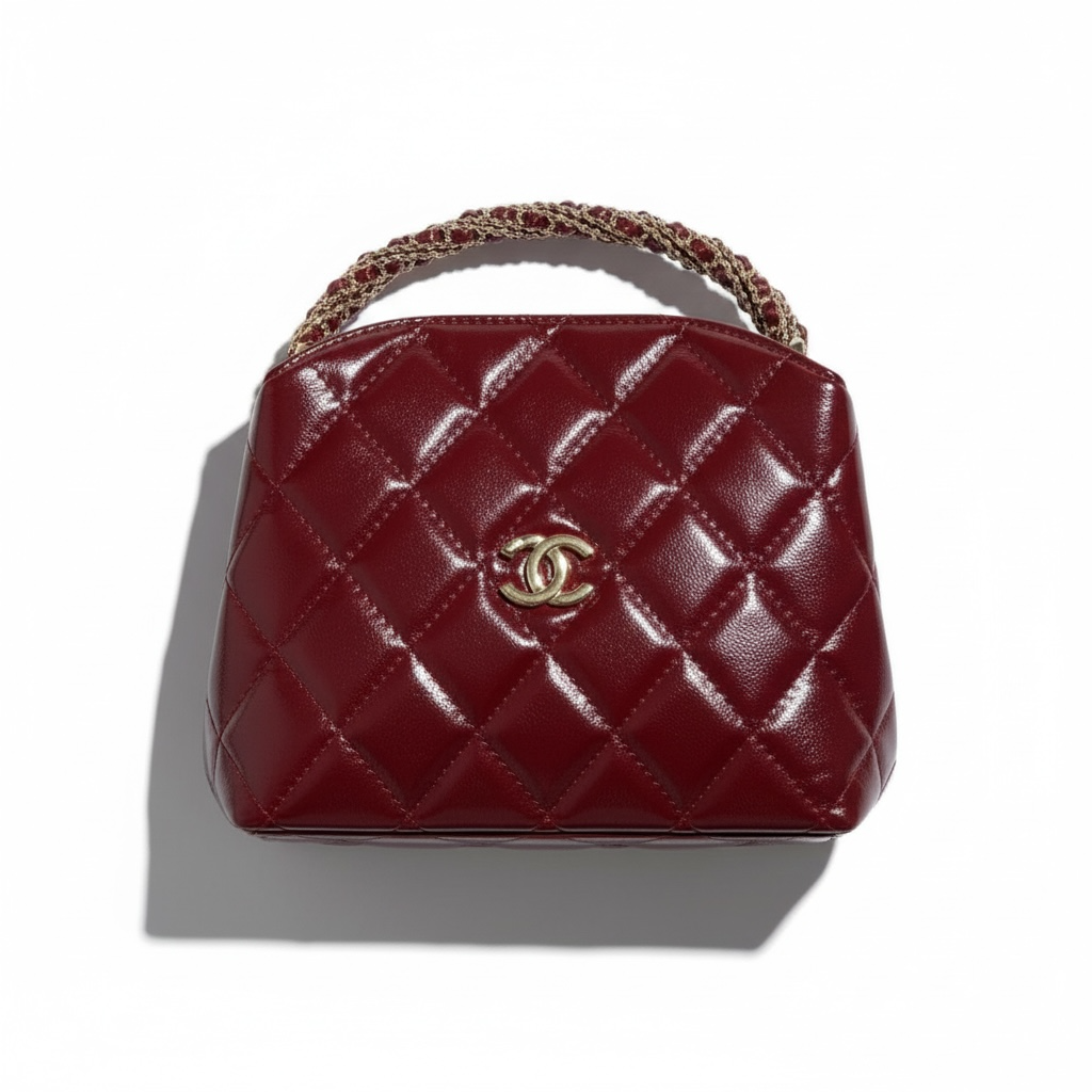 Chanel Burgundy Quilted Mini Top-Handle Bag β Glossy Classic Luxury Edition π·β¨