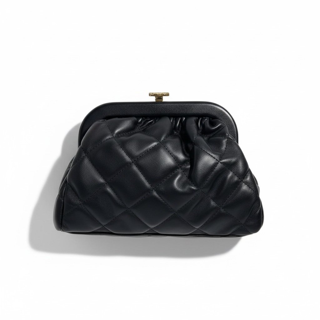 Chanel Black Quilted Clutch β Soft Pillow Leather with Gold CC Frame π€β¨