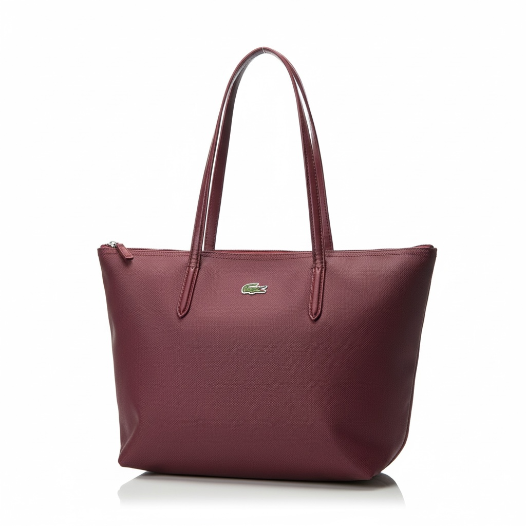 Lacoste Medium Tote Bag β Deep Burgundy, Timeless Elegance