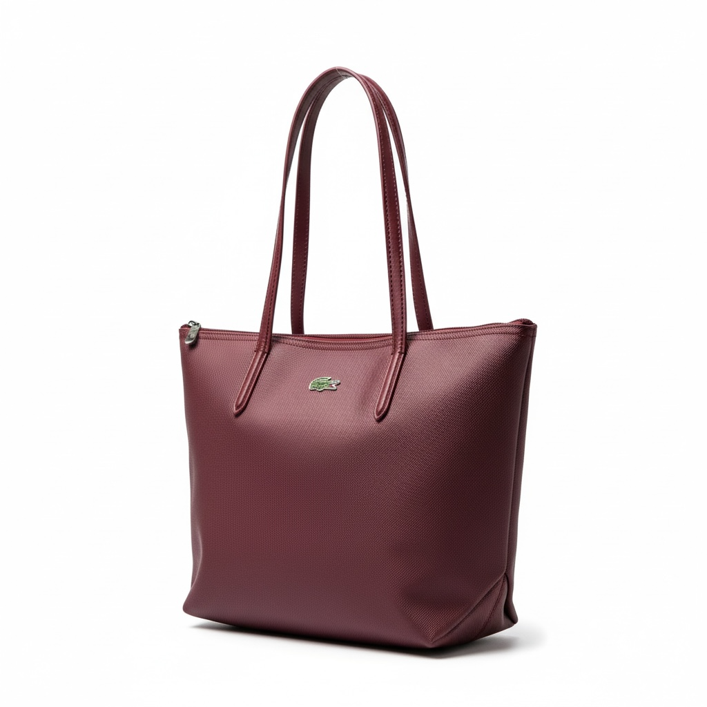 Lacoste Medium Tote Bag β Deep Burgundy, Timeless Elegance