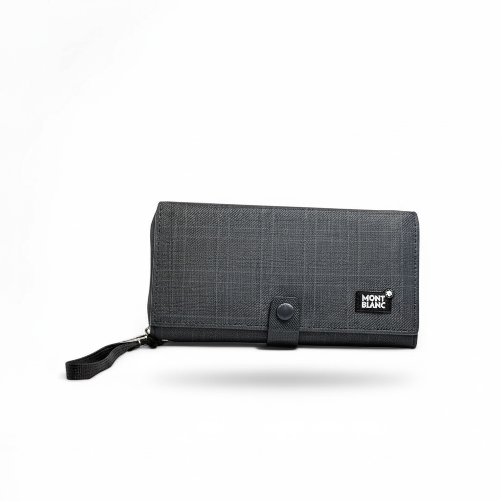 💙 Montblanc Blue Check Long Wallet – Signature Edition 💼