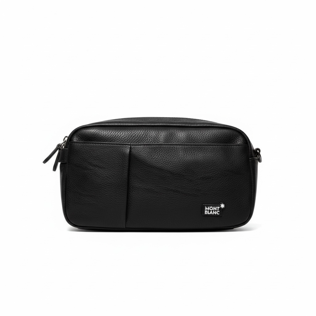 🖤 Montblanc Black Luxury Crossbody Pouch – Premium Leather Look