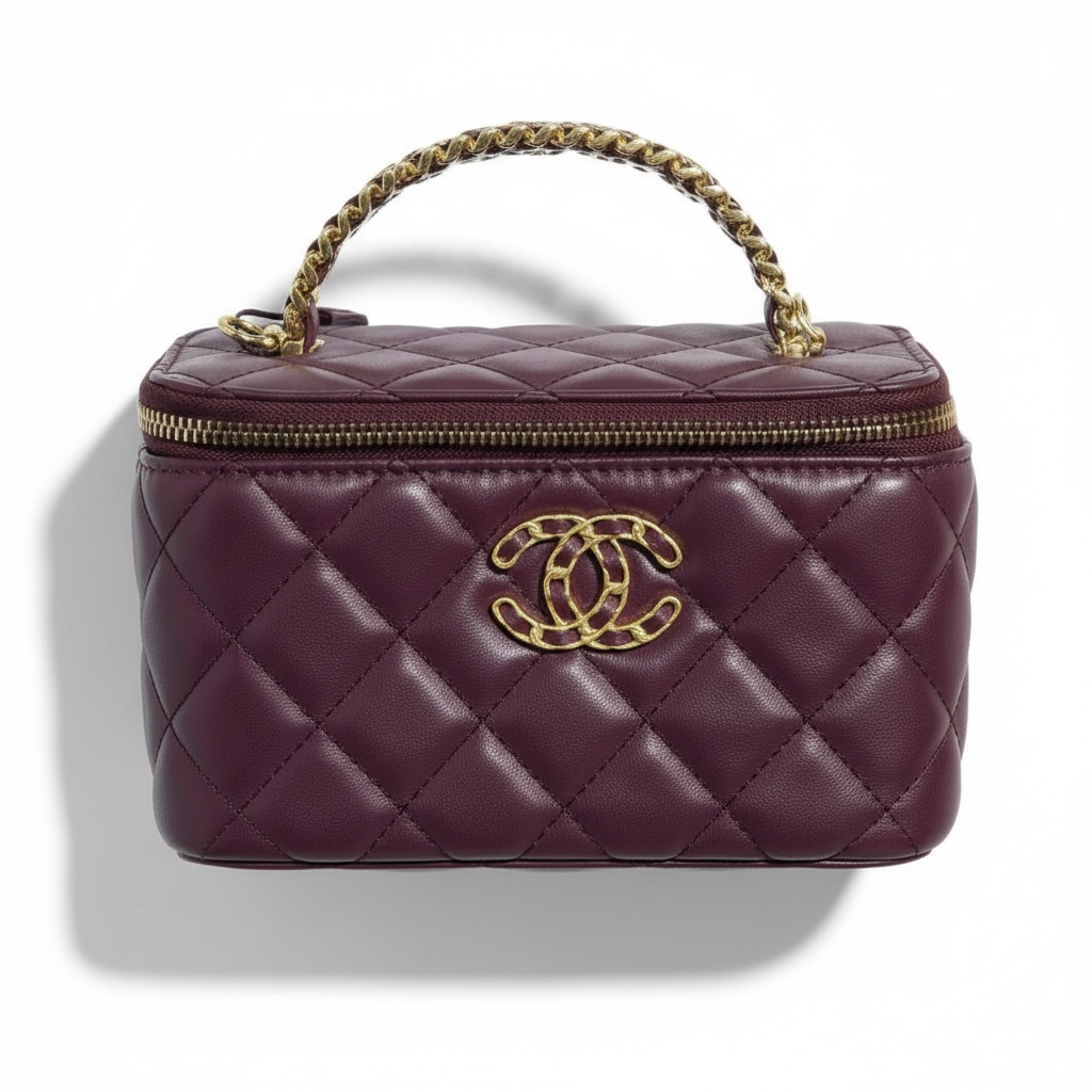 Chanel Burgundy Quilted Vanity Bag π | Classic CC Gold Chain Handbag