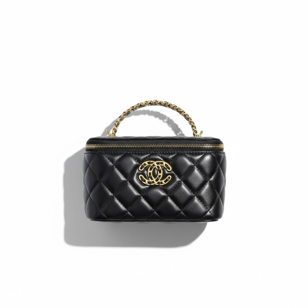 Chanel Black Quilted Vanity Bag π€ | Classic CC Gold Chain Handbag