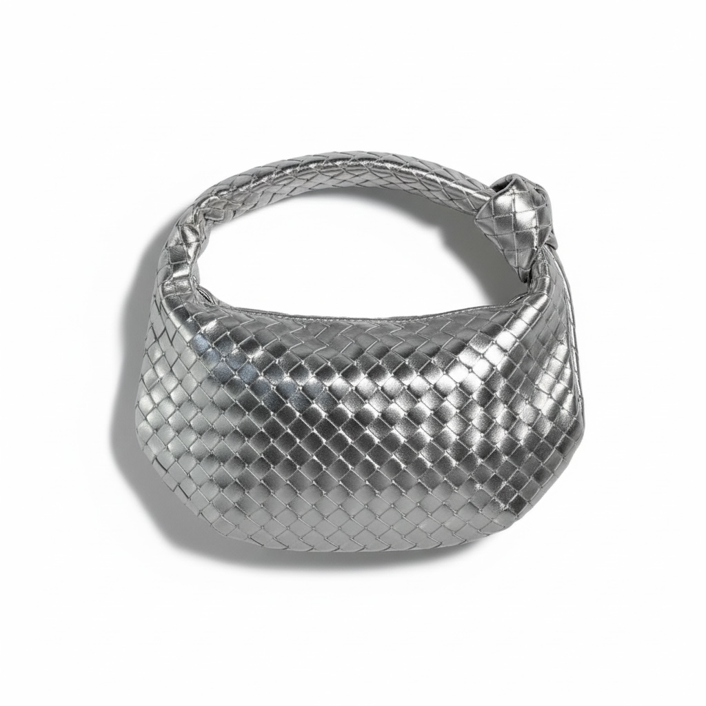 β« BOTTEGA VENETA-INSPIRED Metallic Intrecciato Hobo Bag β Silver Edition β«