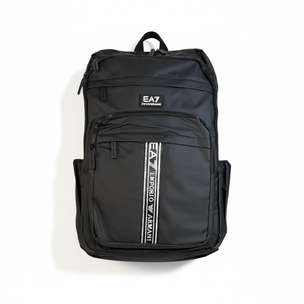 Emporio Armani EA7 Black Backpack π | Sport-Luxe Designer Bag for Everyday Performance
