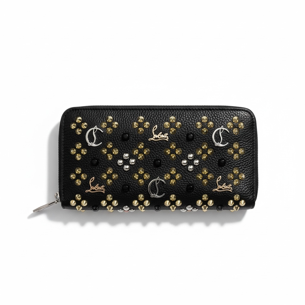 π€ Christian Louboutin Black & Gold Studded Wallet β Daring Elegance, Iconic Style π