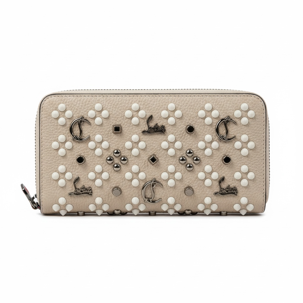 Christian Louboutin White Studded Wallet – Chic Luxury with Signature Edge