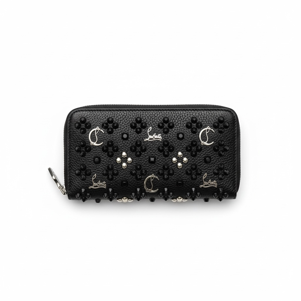 π€ Christian Louboutin Black Studded Wallet β Glamorous Edge, Timeless Sophistication π