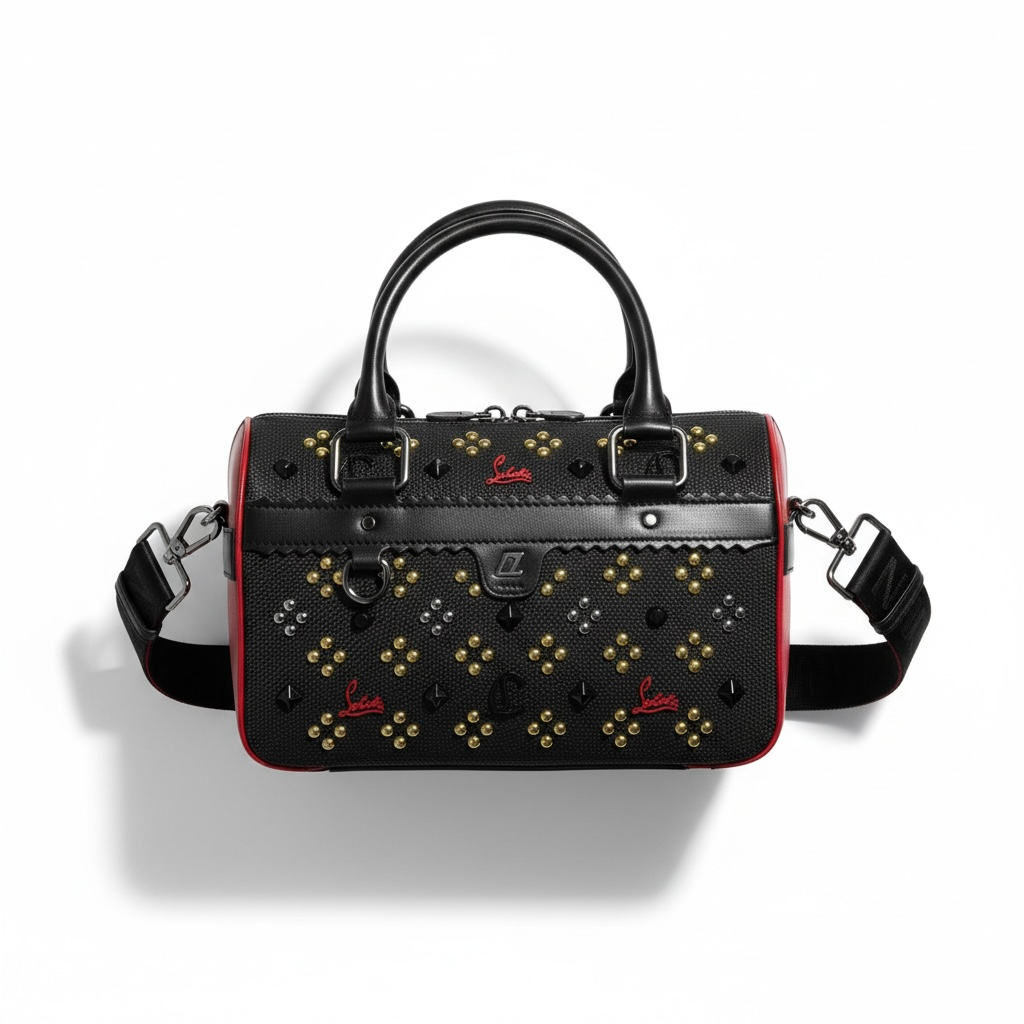 Christian Louboutin Black & Red Studded Duffle Bag đ¤â¤ď¸â¨ | Luxury Designer Handbag