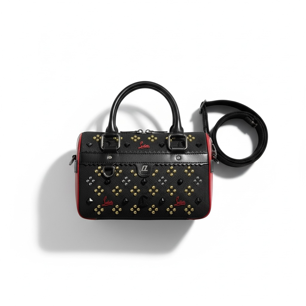 Christian Louboutin Black & Red Studded Duffle Bag đ¤â¤ď¸â¨ | Luxury Designer Handbag