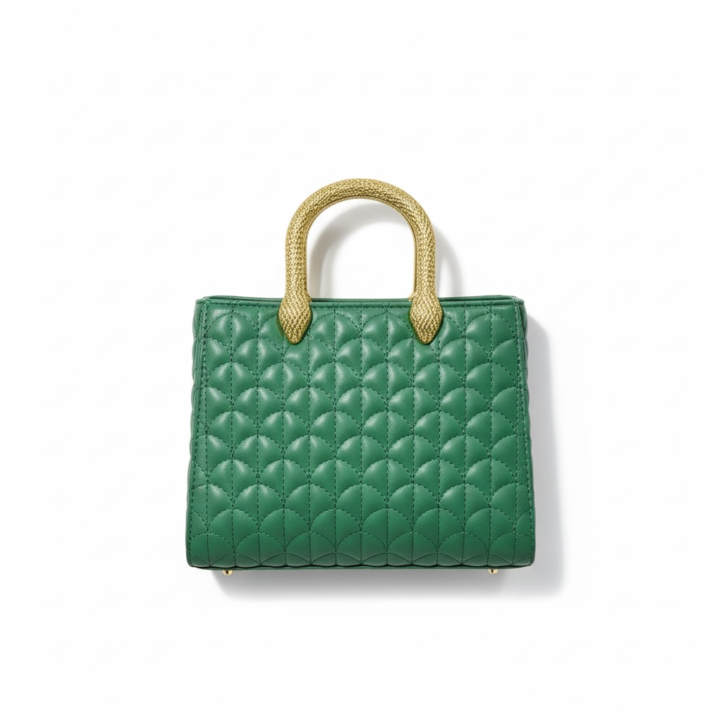 BVLGARI Emerald Green Quilted Handbag with Gold Serpent Handles β Luxury Signature Edition πβ¨