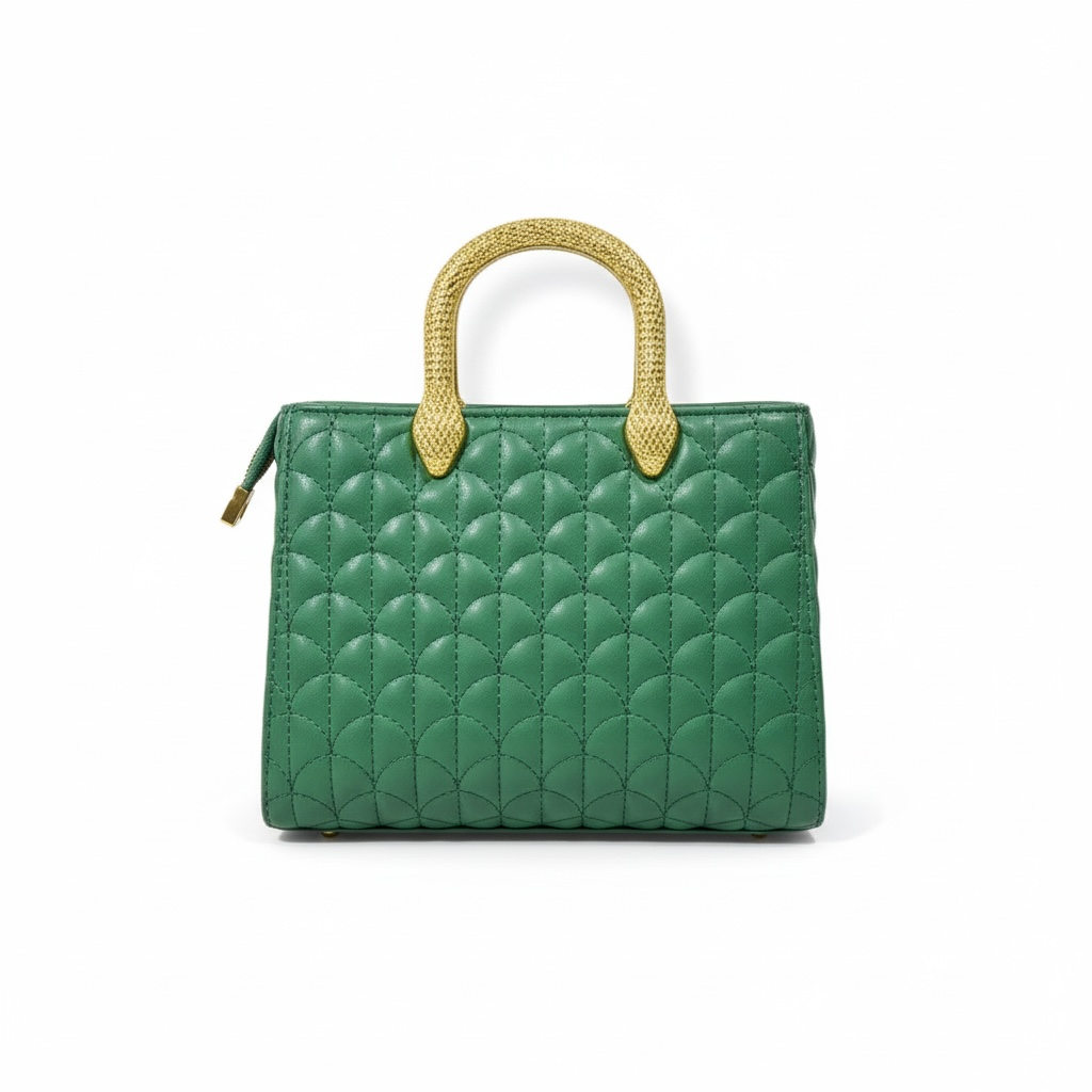BVLGARI Emerald Green Quilted Handbag with Gold Serpent Handles β Luxury Signature Edition πβ¨