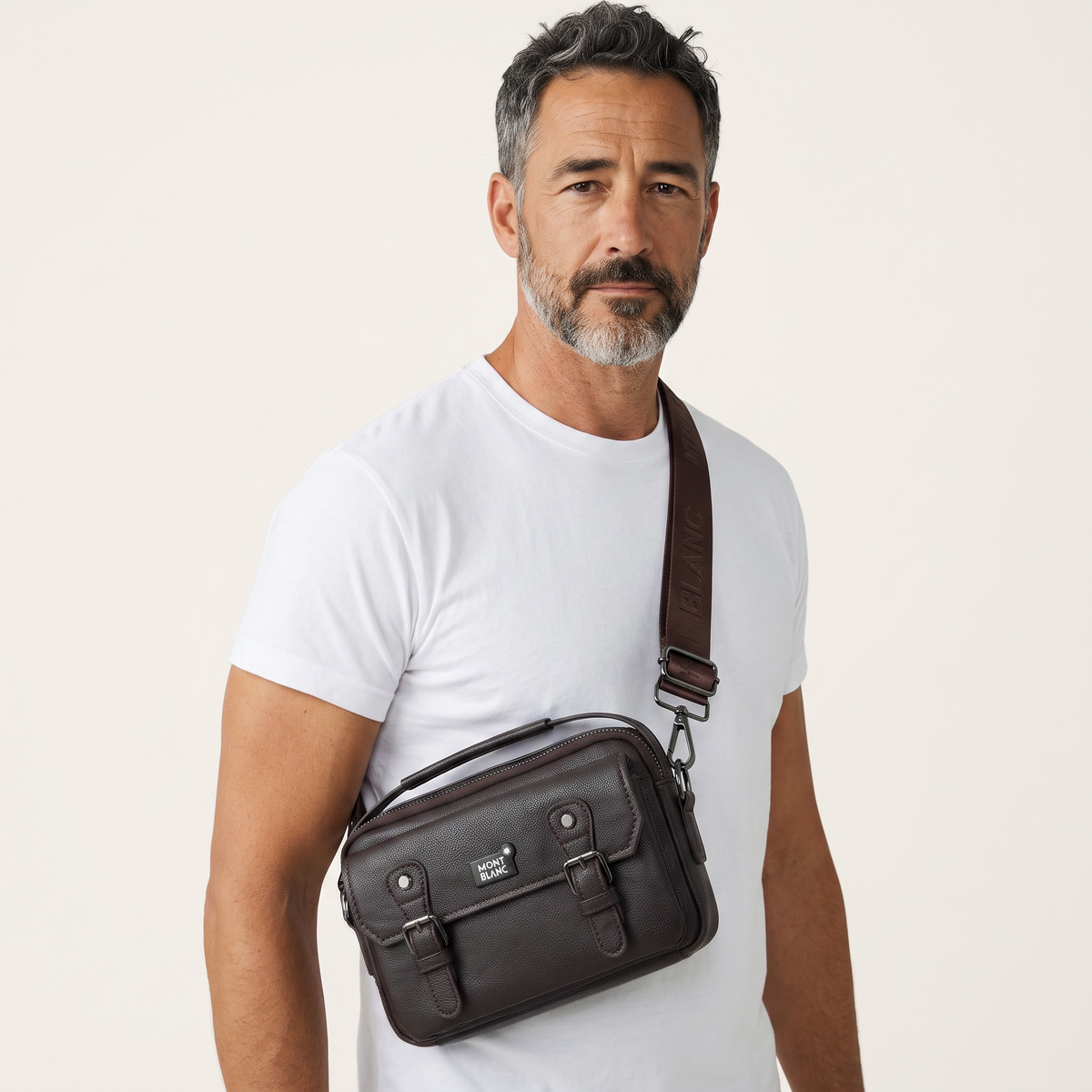 Montblanc Leather Crossbody Pouch — Black
