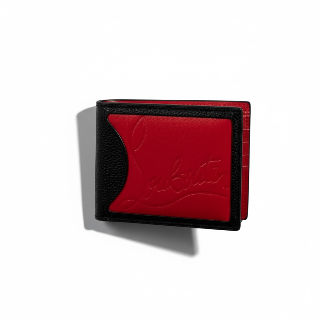 ❤️ Christian Louboutin Red & Black Leather Wallet – Signature Red Sole Elegance 🔥
