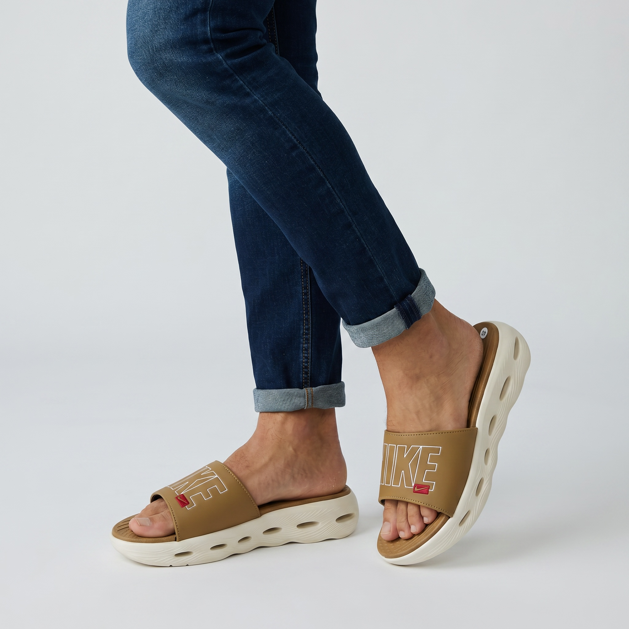Nike Air Cushion Slides Tan & White π€π€ | Premium Comfort Summer Edition ππ₯