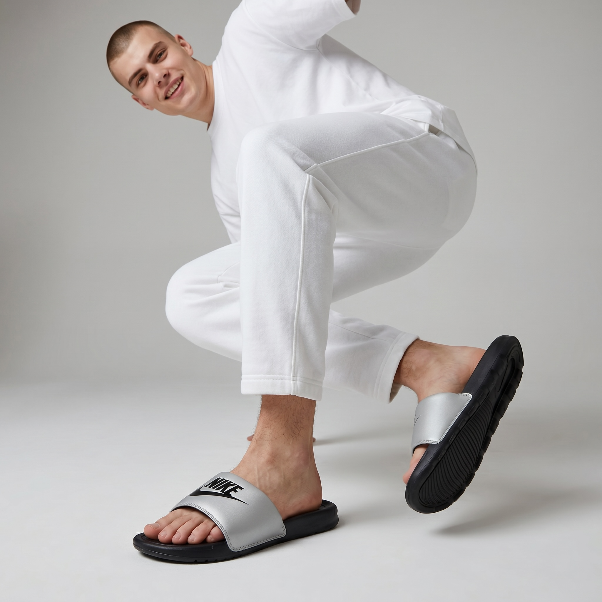 NIKE Comfort Slides β Grey & Black Edition π€β‘