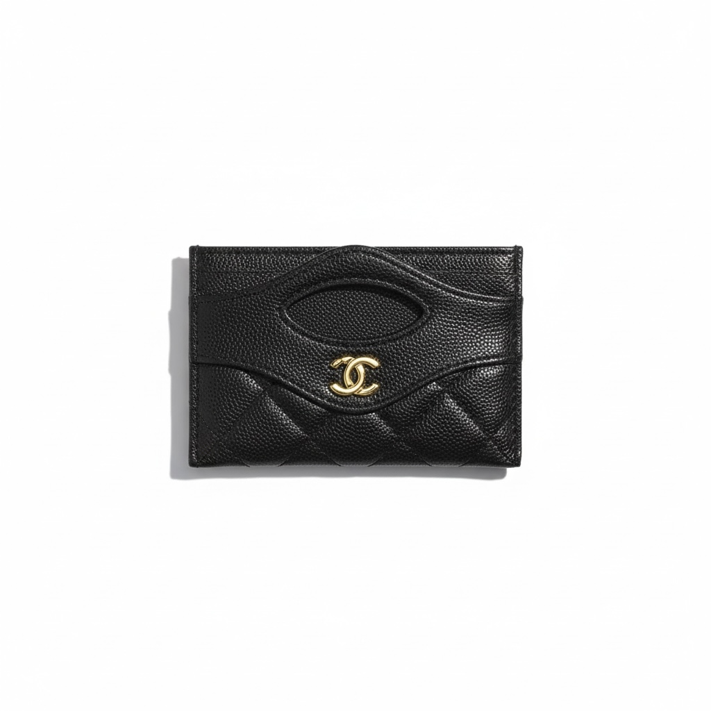 Chanel Black Quilted Card Holder with Gold CC Logo π€β¨