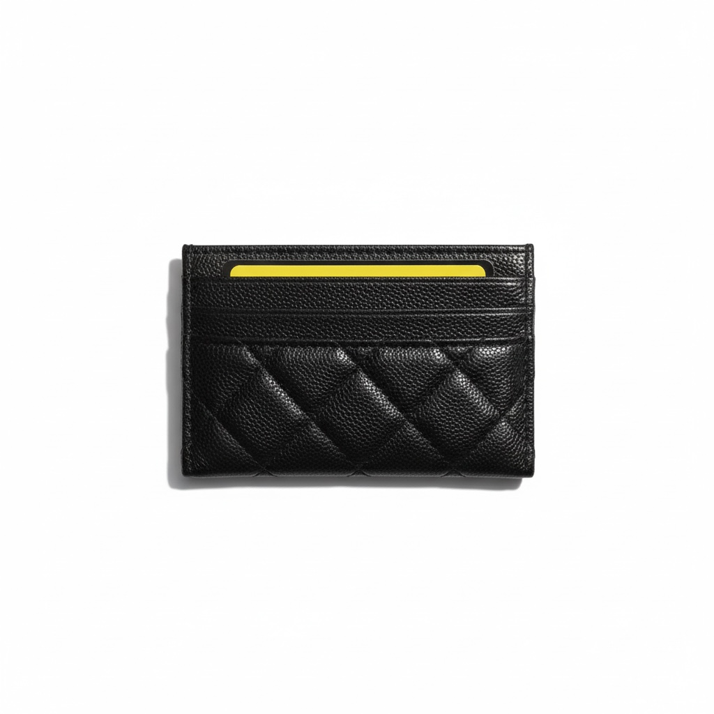 Chanel Black Quilted Card Holder with Gold CC Logo π€β¨