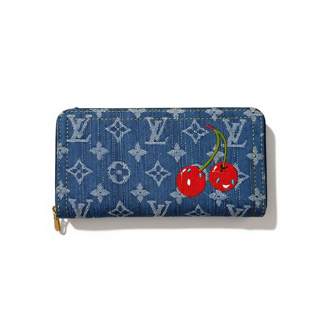 Louis Vuitton Denim Monogram Cherry Zippy Long Wallet ππβ¨