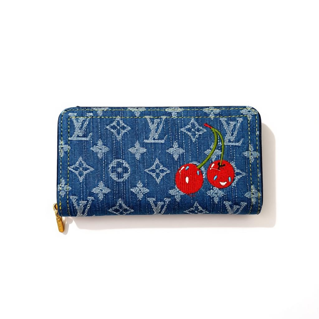 Louis Vuitton Denim Monogram Cherry Zippy Long Wallet ππβ¨