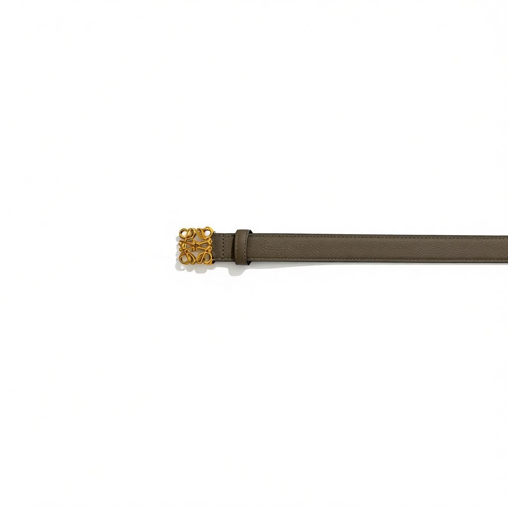 Loewe Beige Leather Belt with Gold Anagram Buckle π€β¨100cm