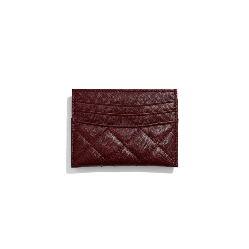 Chanel Burgundy Quilted Card Holder with Gold CC Logo π·β¨