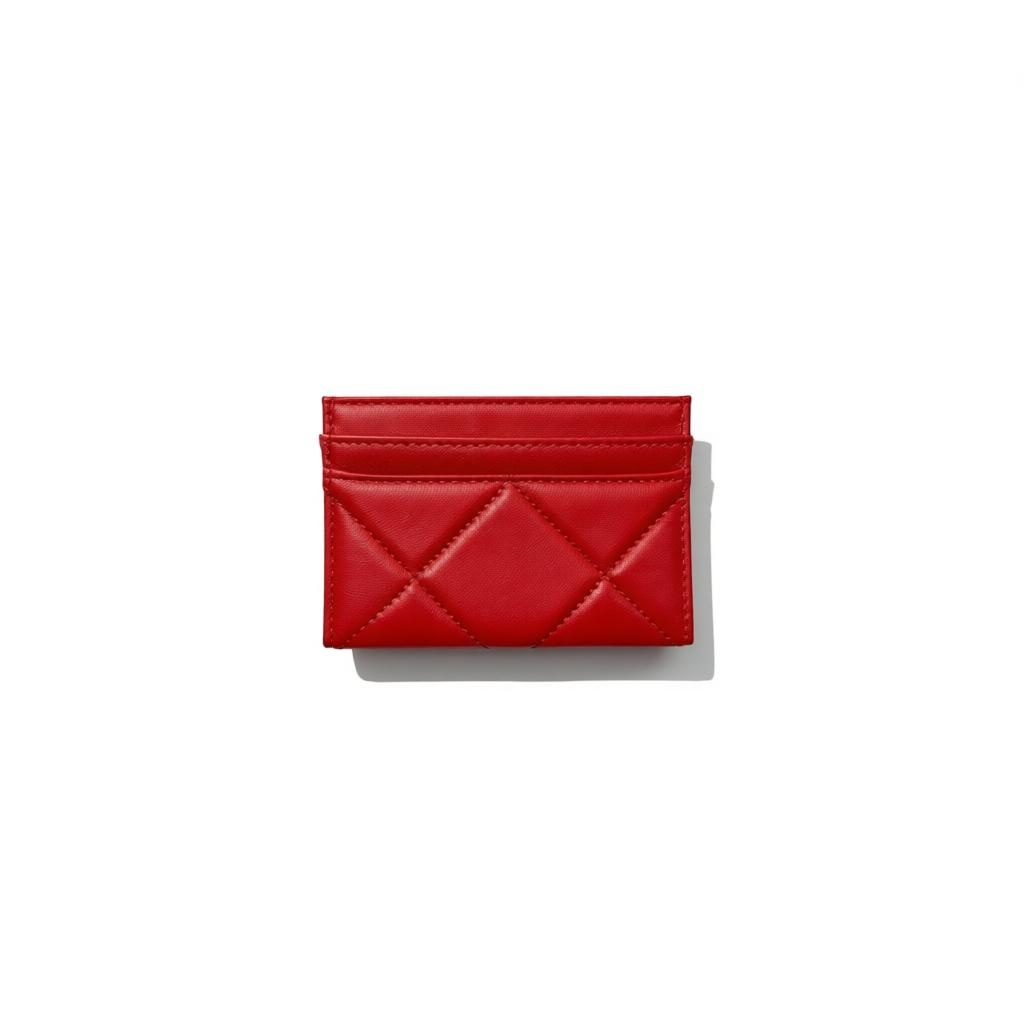 Chanel Red Quilted Card Holder with Gold Chain CC Logo β€οΈβ¨