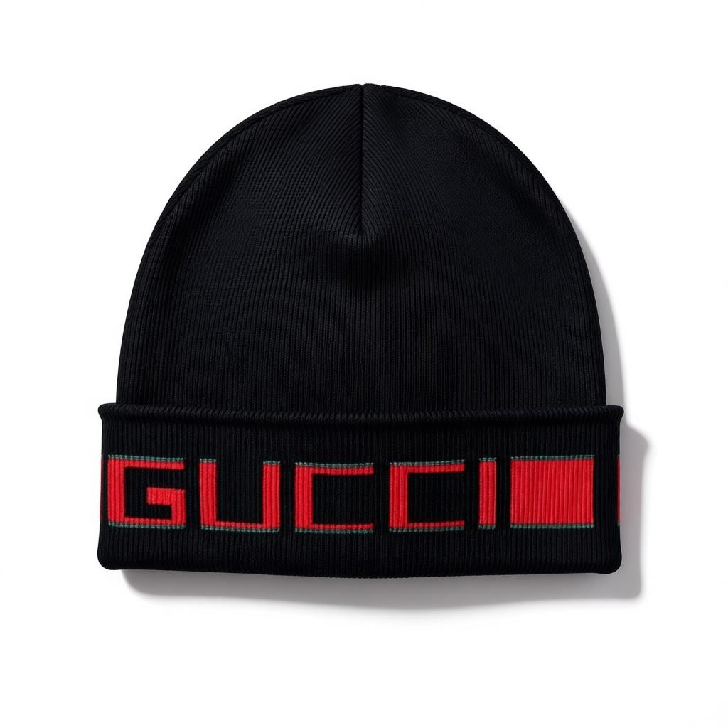 đź–¤ Gucci Black Knit Beanie with Red & Green Logo Trim | Iconic Winter Hat