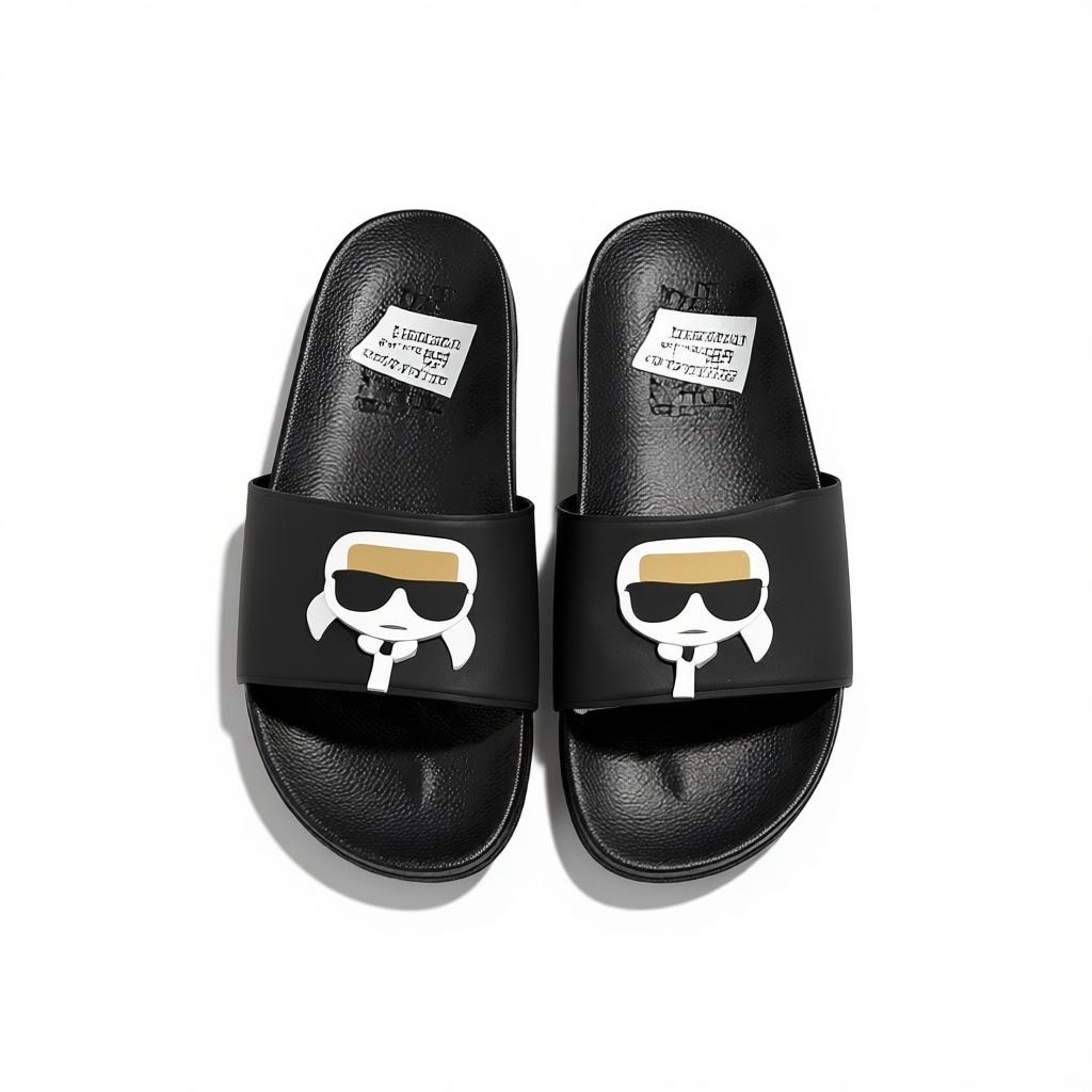 π€ Karl Lagerfeld Ikonik Logo Slide Slippers β Black Statement Style